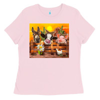 Bubblegum Pink farm animal Ladies Tee - TumblerDesignByShophia
