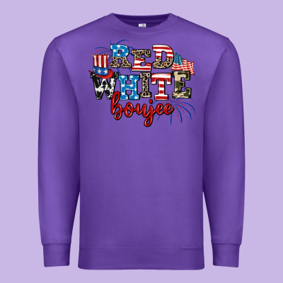 Red Whıte Boujee Premium Sweatshirt Designed By Adodesignshop