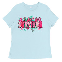 Baby Blue I am a survivor Cancere Awareness Ladies Tee - HowdyJamesFarm