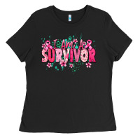 Black I am a survivor Cancere Awareness Ladies Tee - HowdyJamesFarm