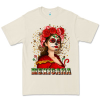 Bone Sugar skull girl with Mexicana Premium Tee - NancyCooperArtShop