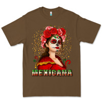 Cacao Sugar skull girl with Mexicana Premium Tee - NancyCooperArtShop