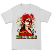 Dove Grey Sugar skull girl with Mexicana Premium Tee - NancyCooperArtShop