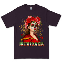 Plum Sugar skull girl with Mexicana Premium Tee - NancyCooperArtShop