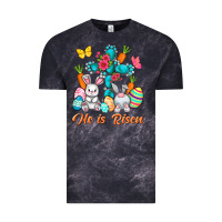 Cloud Black He is risen with Cross Easter Day Vintage Tee - HowdyJamesFarm