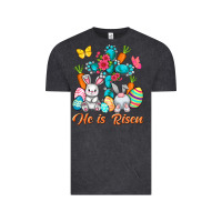 Vintage Black He is risen with Cross Easter Day Vintage Tee - HowdyJamesFarm