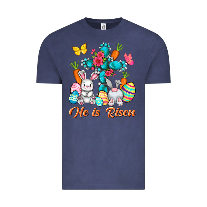 He Is Risen With Cross Easter Day Vintage Tee by HowdyJamesFarm | Teevron