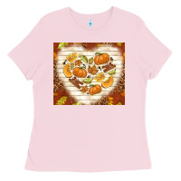 Bubblegum Pink fall heart with leopard Ladies Tee - TumblerDesignByShophia