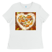 White fall heart with leopard Ladies Tee - TumblerDesignByShophia