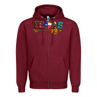 Burgundy texas with arrow and sunflowers Zipper Hoodie - Artiststas