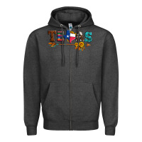 Charcoal Heather texas with arrow and sunflowers Zipper Hoodie - Artiststas