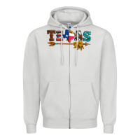 Dove Grey texas with arrow and sunflowers Zipper Hoodie - Artiststas