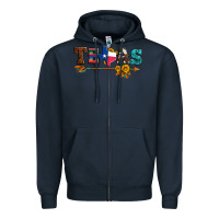 Navy texas with arrow and sunflowers Zipper Hoodie - Artiststas