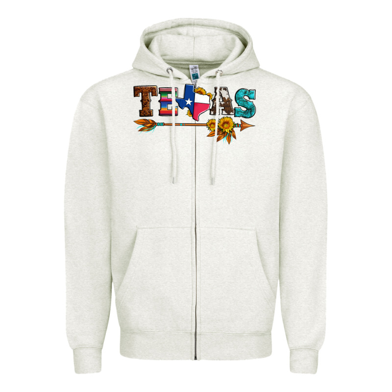 Texas With Arrow And Sunflowers Zipper Hoodie by Artiststas | Teevron