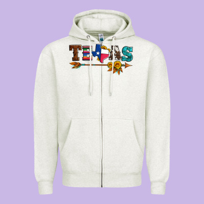 Texas With Arrow And Sunflowers Zipper Hoodie Designed By Artiststas