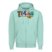 Seafoam texas with arrow and sunflowers Zipper Hoodie - Artiststas