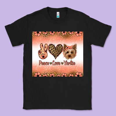 Peace Love Yorkie Classic Tee Designed By Jasminsmagicworld