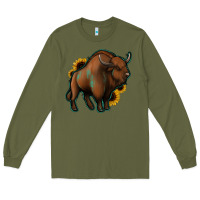 Army Green Western  Bison Long Sleeve Tee - Jasminsmagicworld