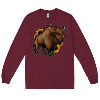 Burgundy Western  Bison Long Sleeve Tee - Jasminsmagicworld