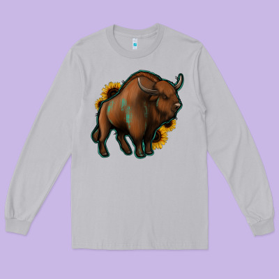 Western  Bison Long Sleeve Tee Designed By Jasminsmagicworld