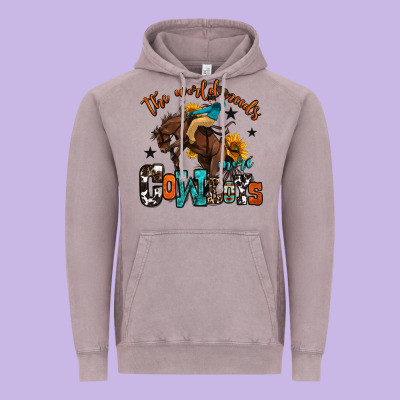 The World Needs More Cowboys Vintage Hoodie Designed By Oliviacreatesart