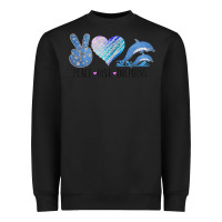 Black Peace Love Dolphins Dolphin Lovers Women Men Girls Boys Funny Gift Heavyweight Sweatshirt - longCreatives