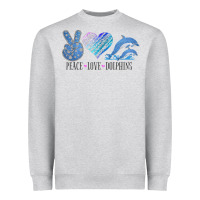 Heather Grey Peace Love Dolphins Dolphin Lovers Women Men Girls Boys Funny Gift Heavyweight Sweatshirt - longCreatives