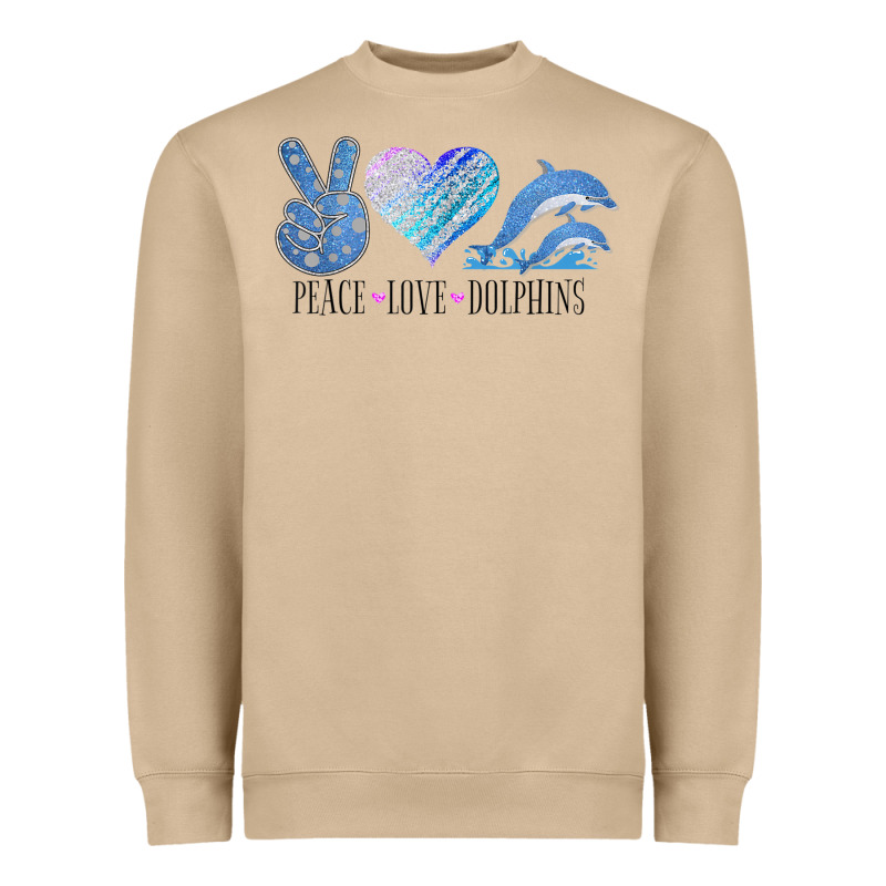 Peace Love Dolphins Dolphin Lovers Women Men Girls Boys Funny Gift Heavyweight Sweatshirt by longCreatives | Teevron