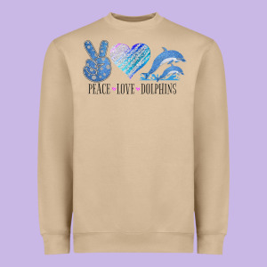 Peace Love Dolphins Dolphin Lovers Women Men Girls Boys Funny Gift Heavyweight Sweatshirt Designed By Longcreatives
