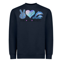 Navy Peace Love Dolphins Dolphin Lovers Women Men Girls Boys Funny Gift Heavyweight Sweatshirt - longCreatives