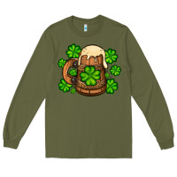 Army Green St. Patrick's Beer and shamrock Long Sleeve Tee - OliviaCreatesArt