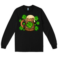 Black St. Patrick's Beer and shamrock Long Sleeve Tee - OliviaCreatesArt