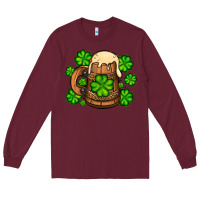 Burgundy St. Patrick's Beer and shamrock Long Sleeve Tee - OliviaCreatesArt