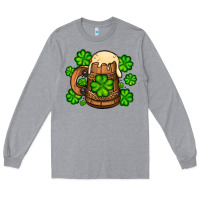 Heather Grey St. Patrick's Beer and shamrock Long Sleeve Tee - OliviaCreatesArt