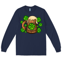 Navy St. Patrick's Beer and shamrock Long Sleeve Tee - OliviaCreatesArt