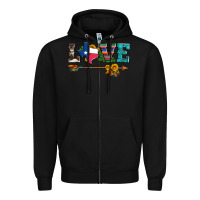 Black love texas serape cowhide cactus and sunflowers Zipper Hoodie - Artiststas