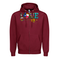 Love Texas Serape Cowhide Cactus And Sunflowers Zipper Hoodie | Teevron