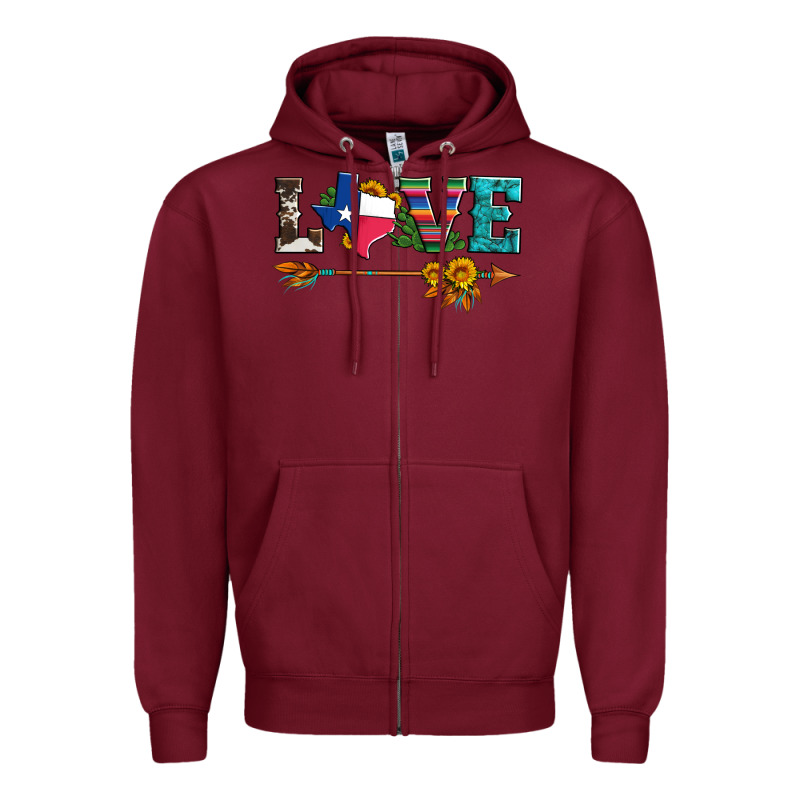 Love Texas Serape Cowhide Cactus And Sunflowers Zipper Hoodie by Artiststas | Teevron