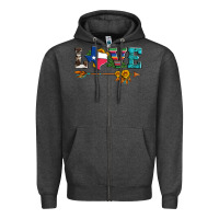 Charcoal Heather love texas serape cowhide cactus and sunflowers Zipper Hoodie - Artiststas