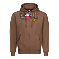 Chestnut love texas serape cowhide cactus and sunflowers Zipper Hoodie - Artiststas