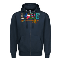 Navy love texas serape cowhide cactus and sunflowers Zipper Hoodie - Artiststas