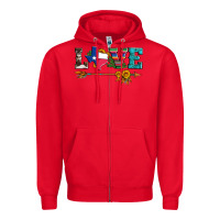 Red love texas serape cowhide cactus and sunflowers Zipper Hoodie - Artiststas