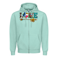 Seafoam love texas serape cowhide cactus and sunflowers Zipper Hoodie - Artiststas