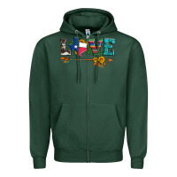 Sports Green love texas serape cowhide cactus and sunflowers Zipper Hoodie - Artiststas