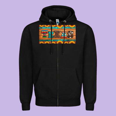 Texas Sunflowers License Plate Zipper Hoodie Designed By Artiststas