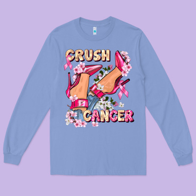 Crush Breast Cancer Long Sleeve Tee Designed By Fadigitalartstudio