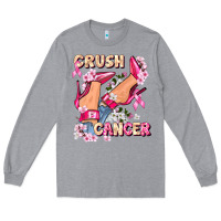 Heather Grey Crush Breast Cancer Long Sleeve Tee - FaDigitalArtStudio