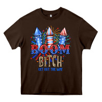 Chocolate Brown Boom Bıtch Get Out The Way Heavy Core Tee - JahusDesignShop