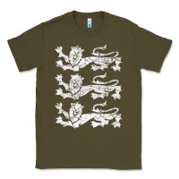 Army Green Retro Three England Lions Vintage Souvenir Classic Tee - longCreatives