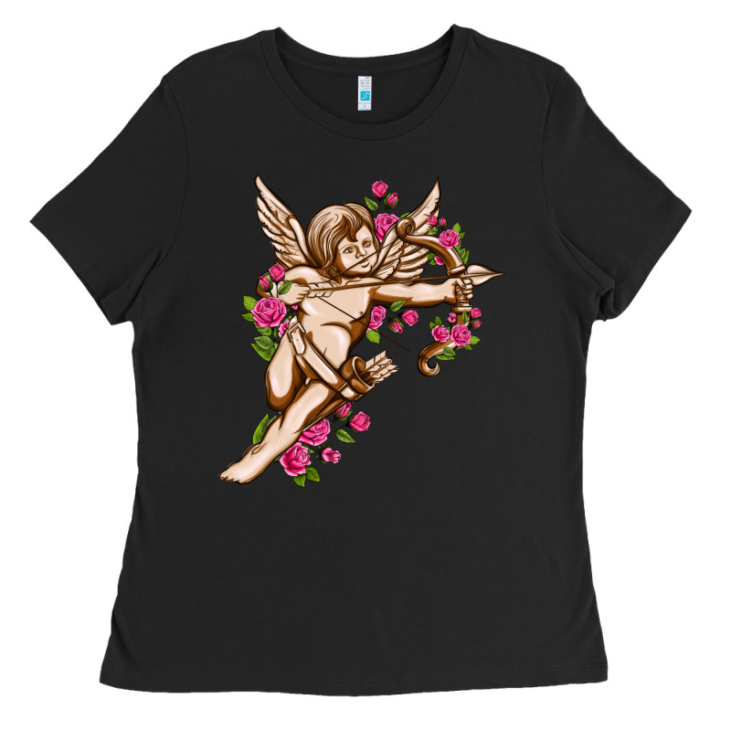 Cupid With Rose Valentine's Day Ladies Tee by HowdyJamesFarm | Teevron